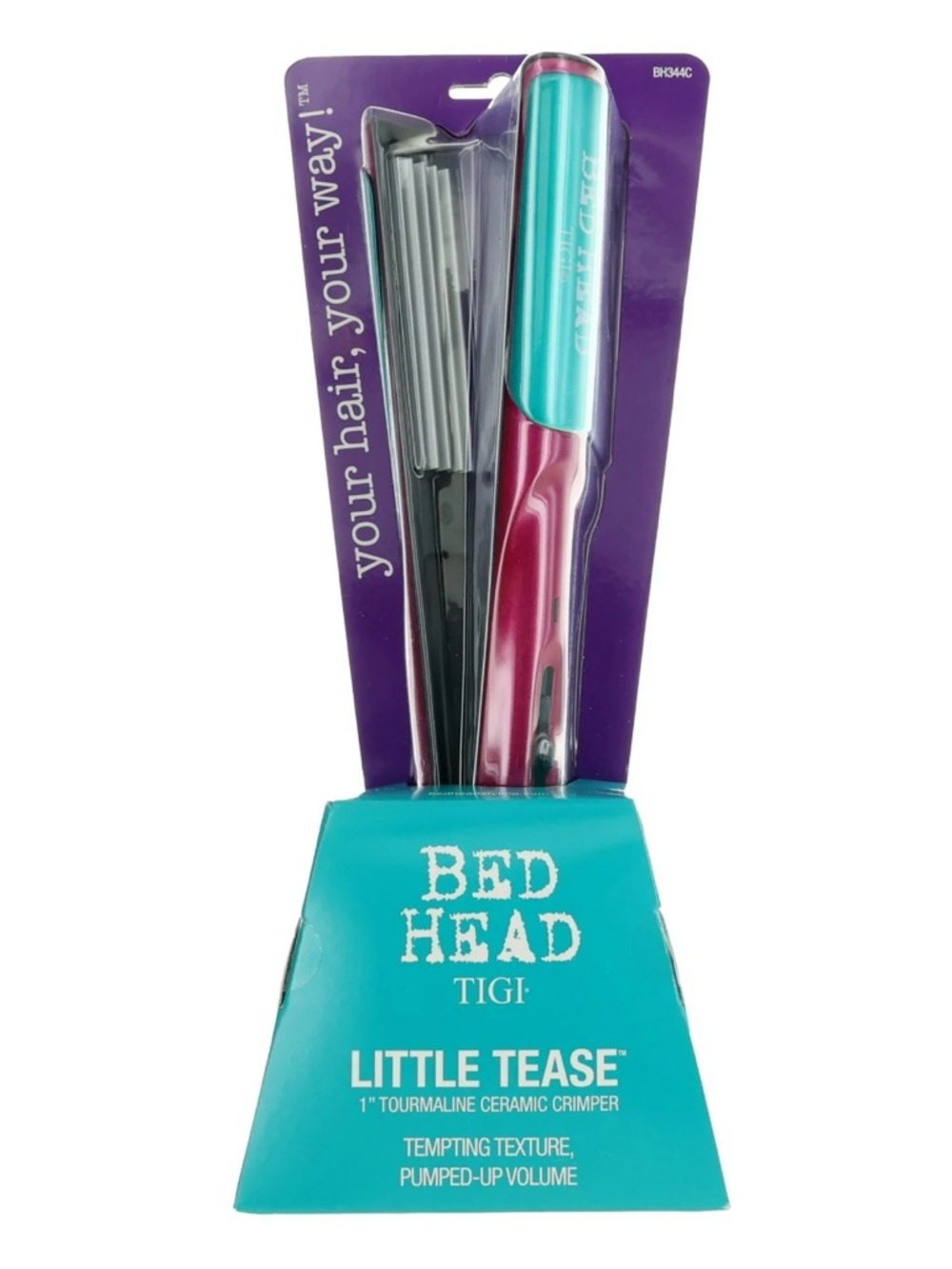 BedHead Little Tease 1" Tourmaline Ceramic Crimper in Teal and Magenta